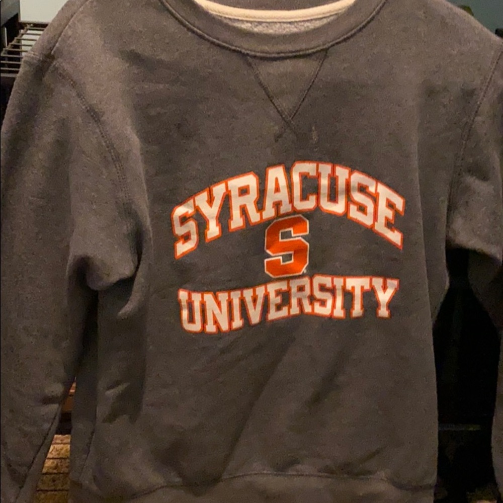 grey crew neck collage apparel